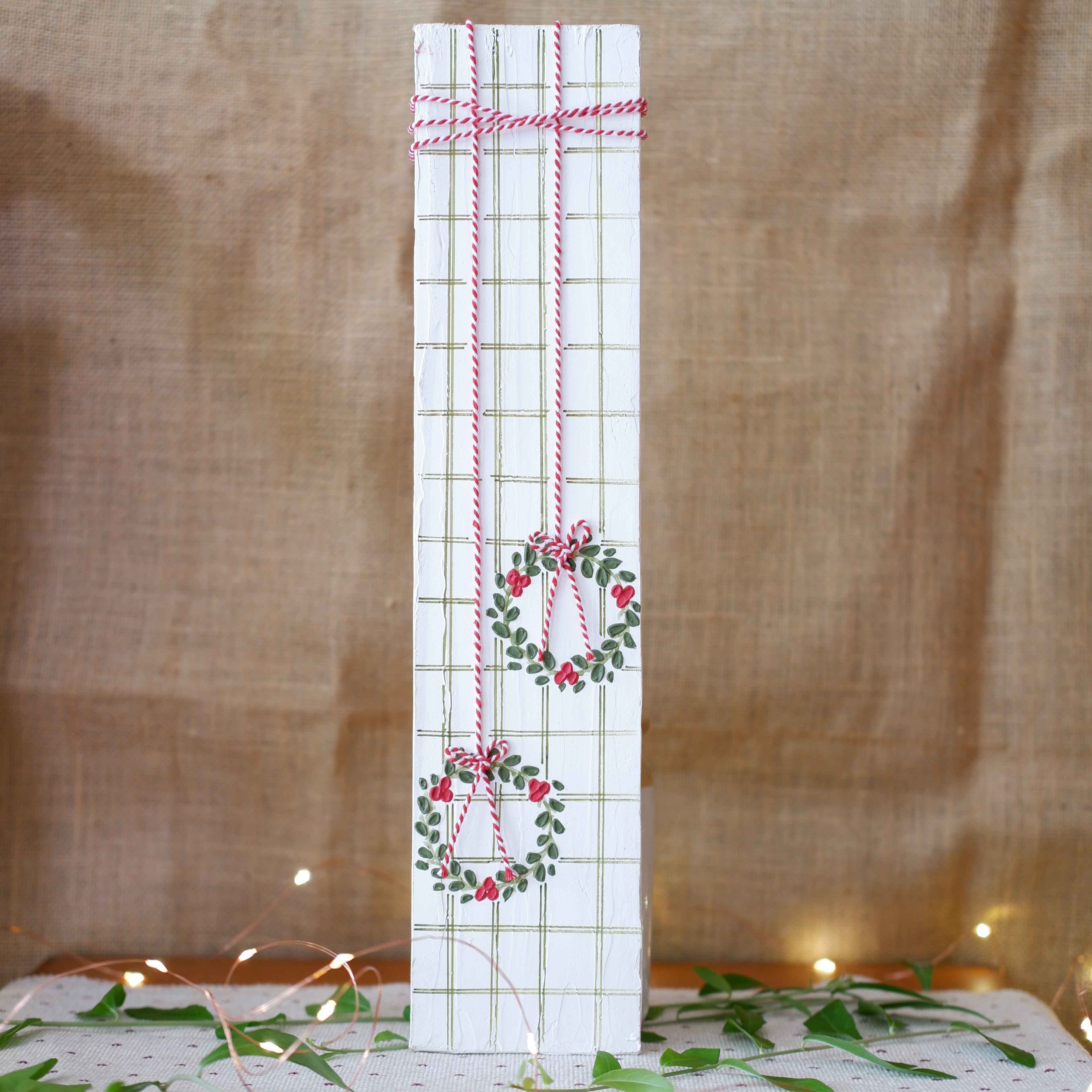 Winter Check Wooden Plank